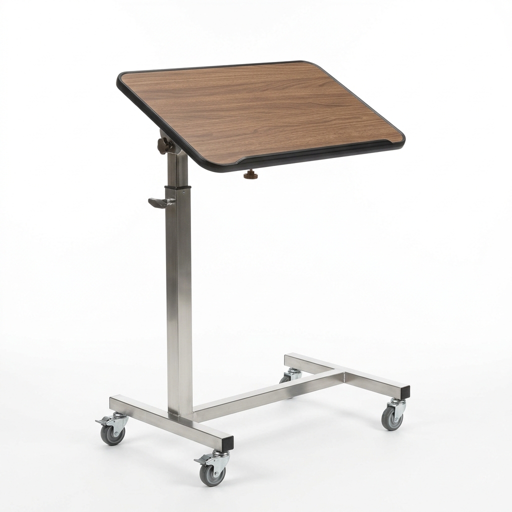 Drive Medical Tilt-Top Deluxe Overbed Bedside Table with Casters
