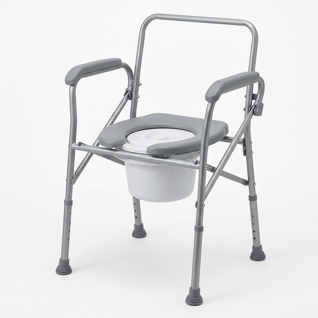 Medline 3-in-1 Folding Steel Bedside Commode with Splash Guard